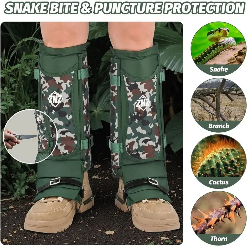 ZHZ Snake Gaiters Waterproof Adjustable Leg Chaps Army Green NEW